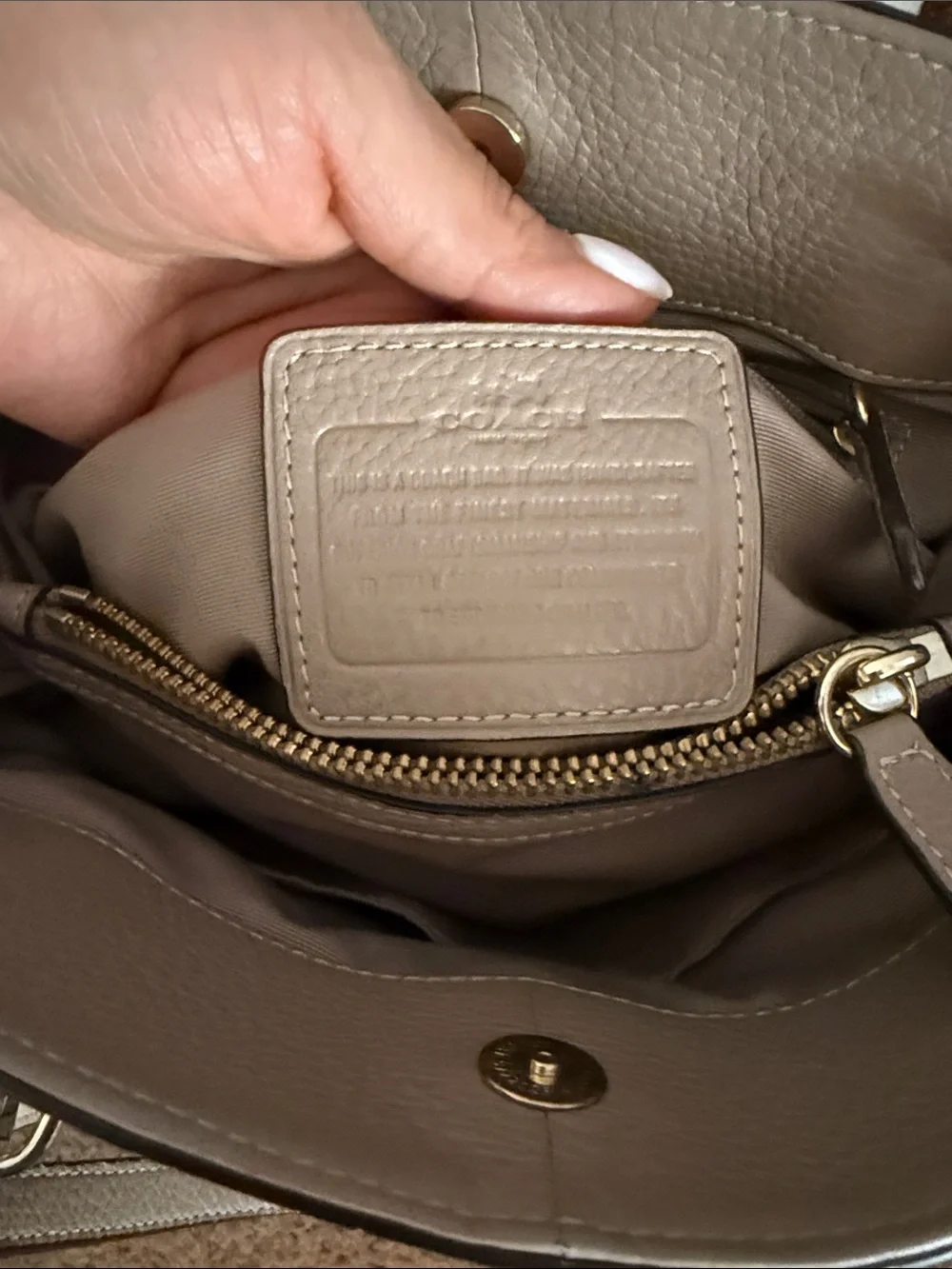 COACH Taupe Leather & Suede Satchel Bag
